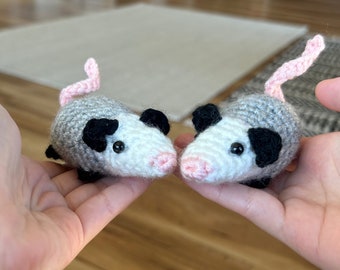 Crochet Little Opossum | Crochet Amigurumi | Crochet Plush Toy Figure | Realistic Opossum Figure | Nature Gift | Physical Item