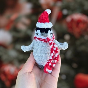 Cozy Christmas Crochet Penguin Plush | Cute Penguin Amigurumi | Animal Plushie | Holiday Gift | Santa Penguin Plush | Crochet Stuffed Animal
