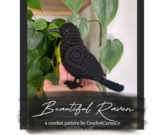 Beautiful Raven Written Crochet Pattern | Crochet Bird Amigurumi | Blackbird / Raven | INSTANT DOWNLOAD | PDF | Step by Step Pictures