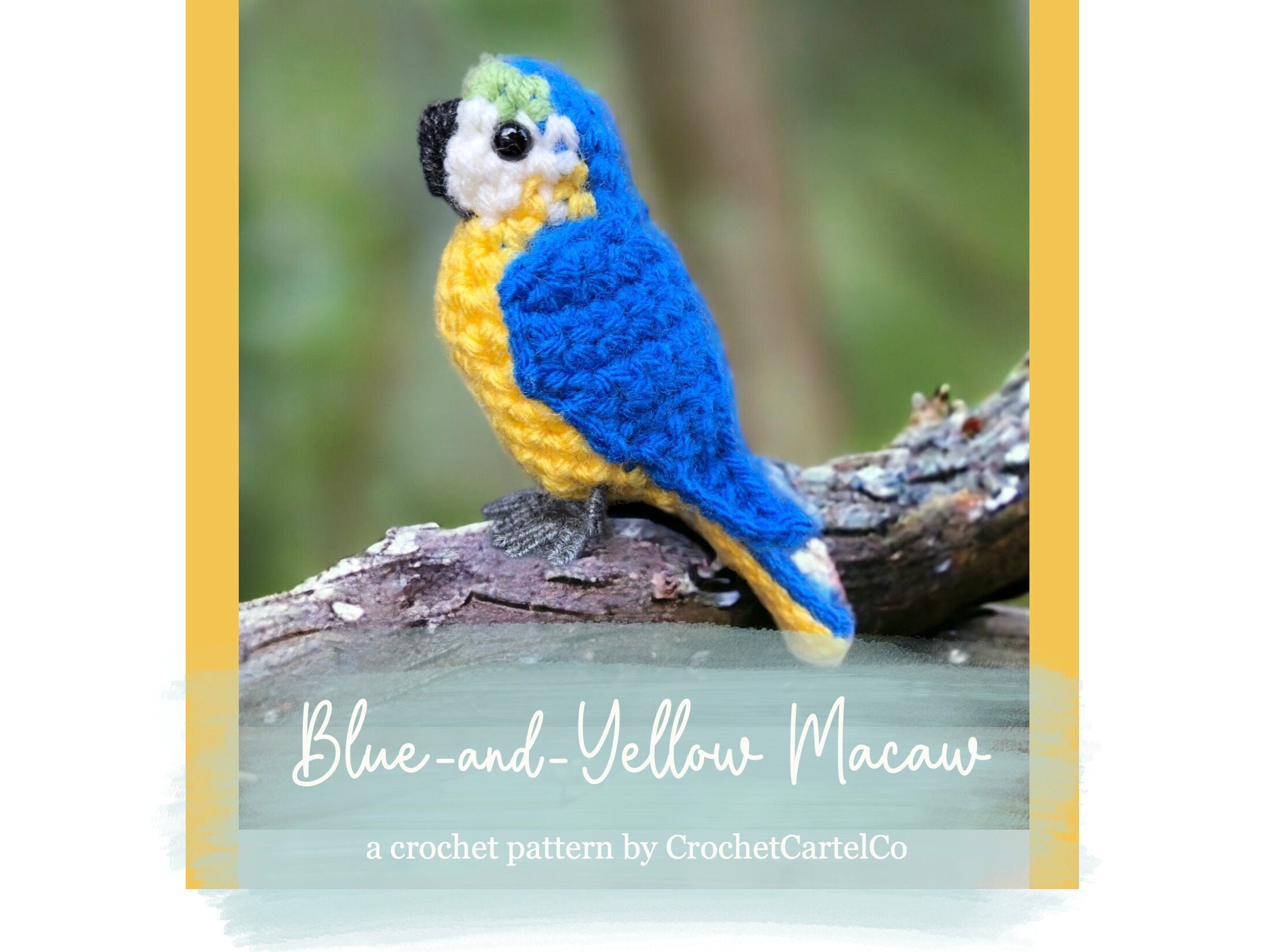 Blue and Yellow Macaw Written Crochet Pattern | Realistic Parrot