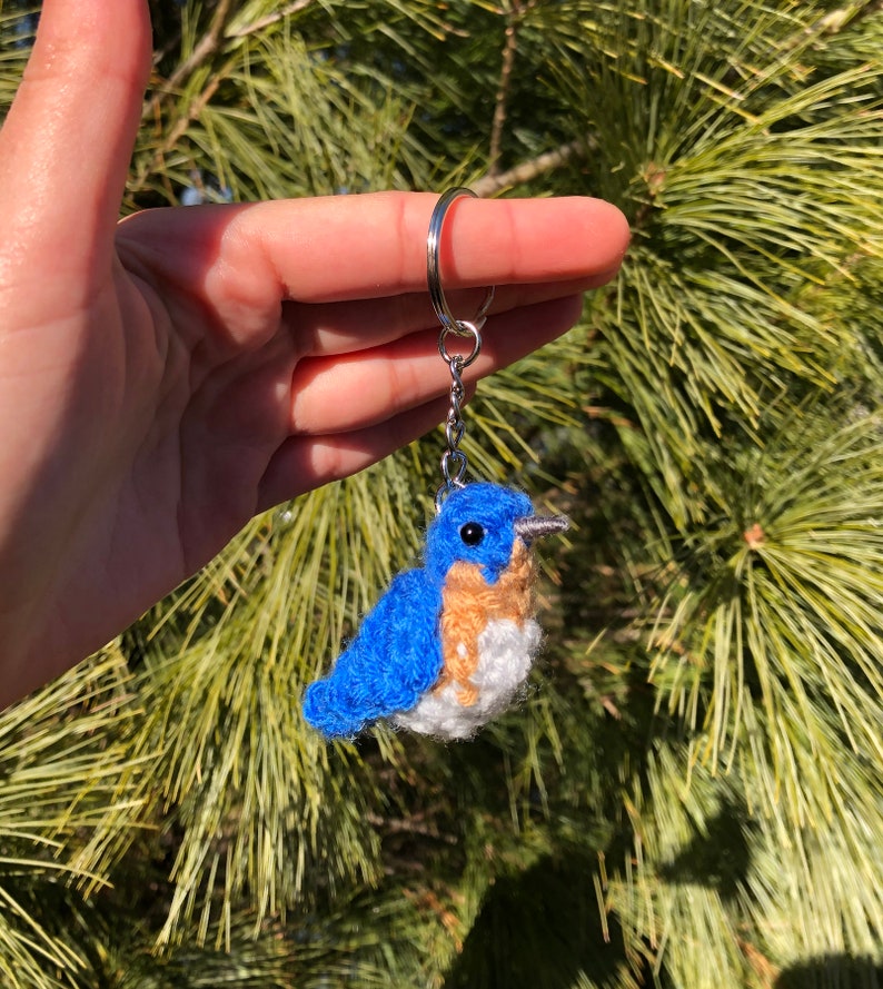Tiny Birdies Crochet Bluebird Keychain | Crochet Bird Keychain | Bird ...