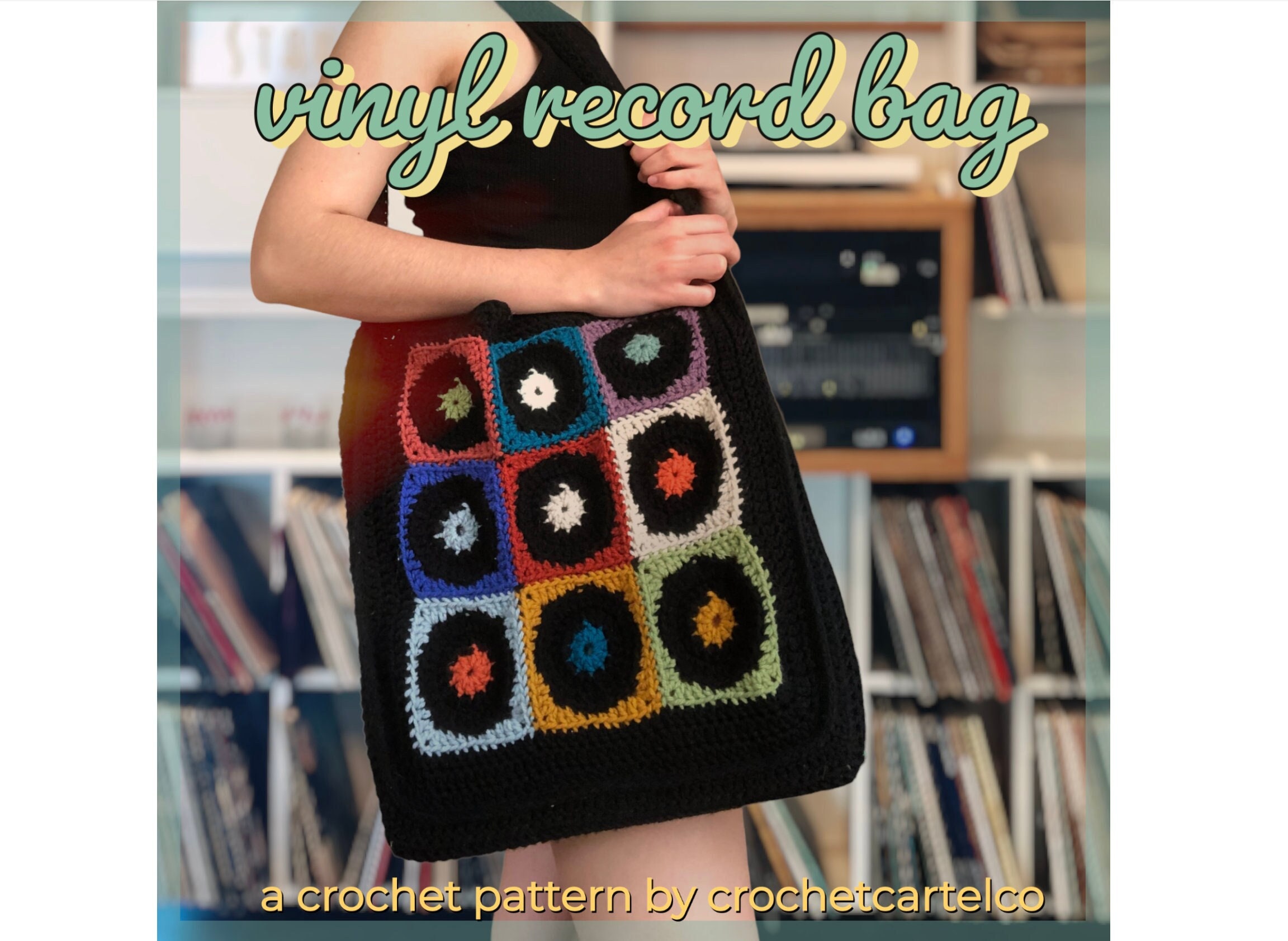 Vinyl Record Bag CROCHET PATTERN Granny Square Bag Record 