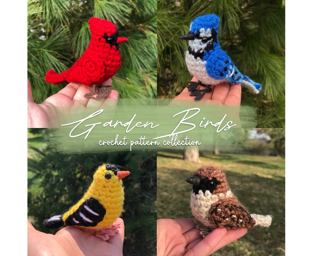 Garden Birds Crochet Pattern Bundle | 4 Realistic Crochet Birds Written ...