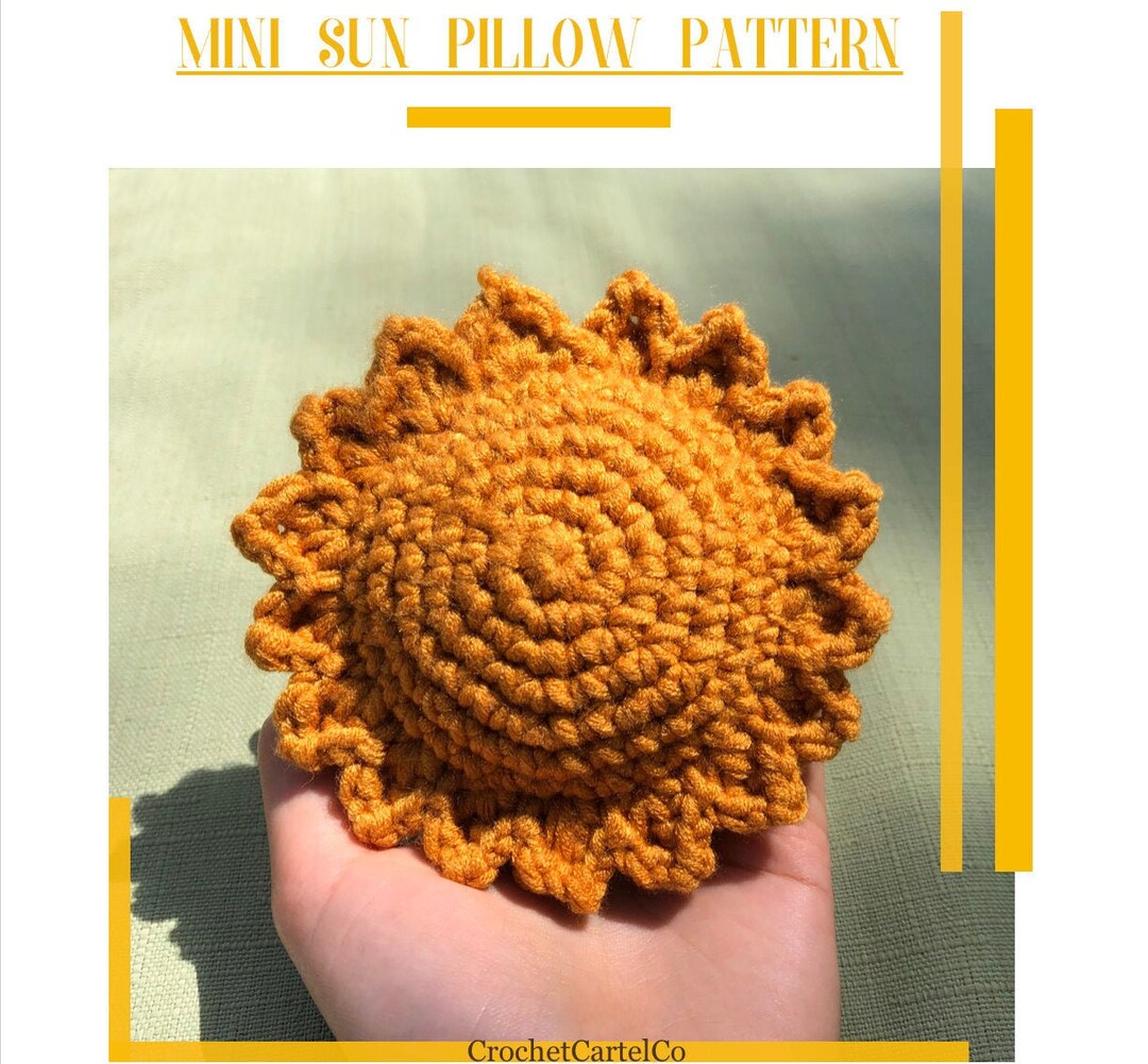 Mini Sun Pillow Written Crochet Pattern INSTANT DOWNLOAD PDF Beginner