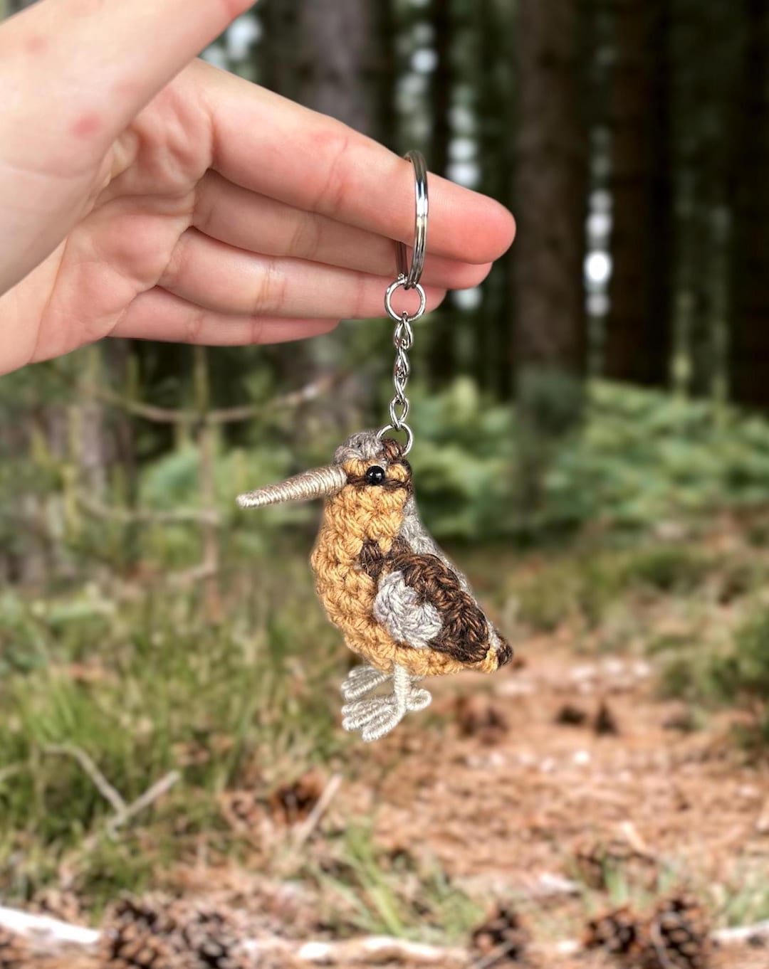 Tiny Birdies Crochet Woodcock Keychain | Crochet Woodcock Keychain