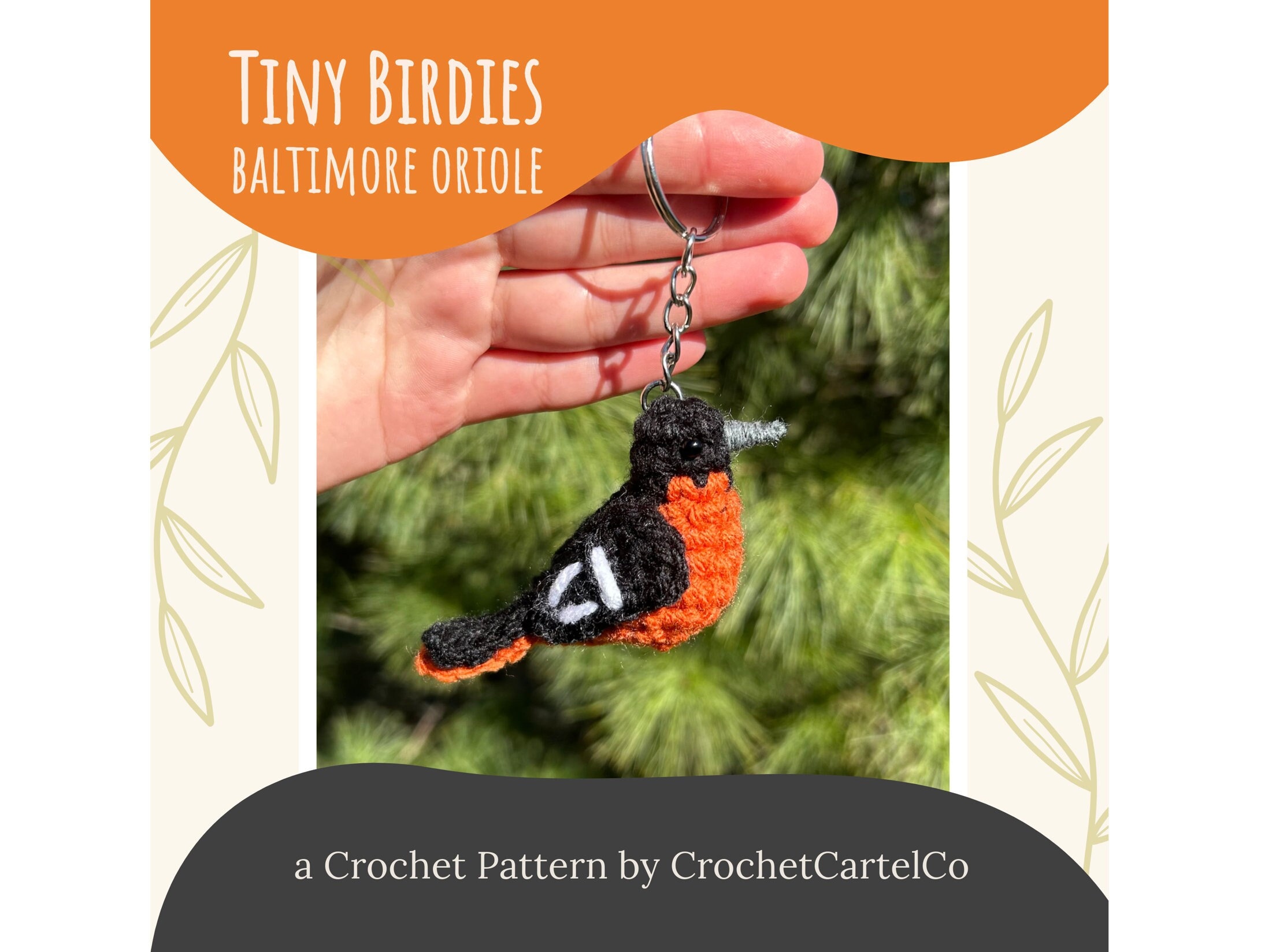 Tiny Birdies Crochet Baltimore Oriole Written Crochet Pattern