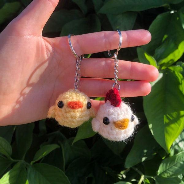 Cute Little Crochet Chick & Hen Keychain | Yellow Chick/Duck, White Hen/Rooster/Chicken Plush Amigurumi | Farm Animals | Keys Accessory