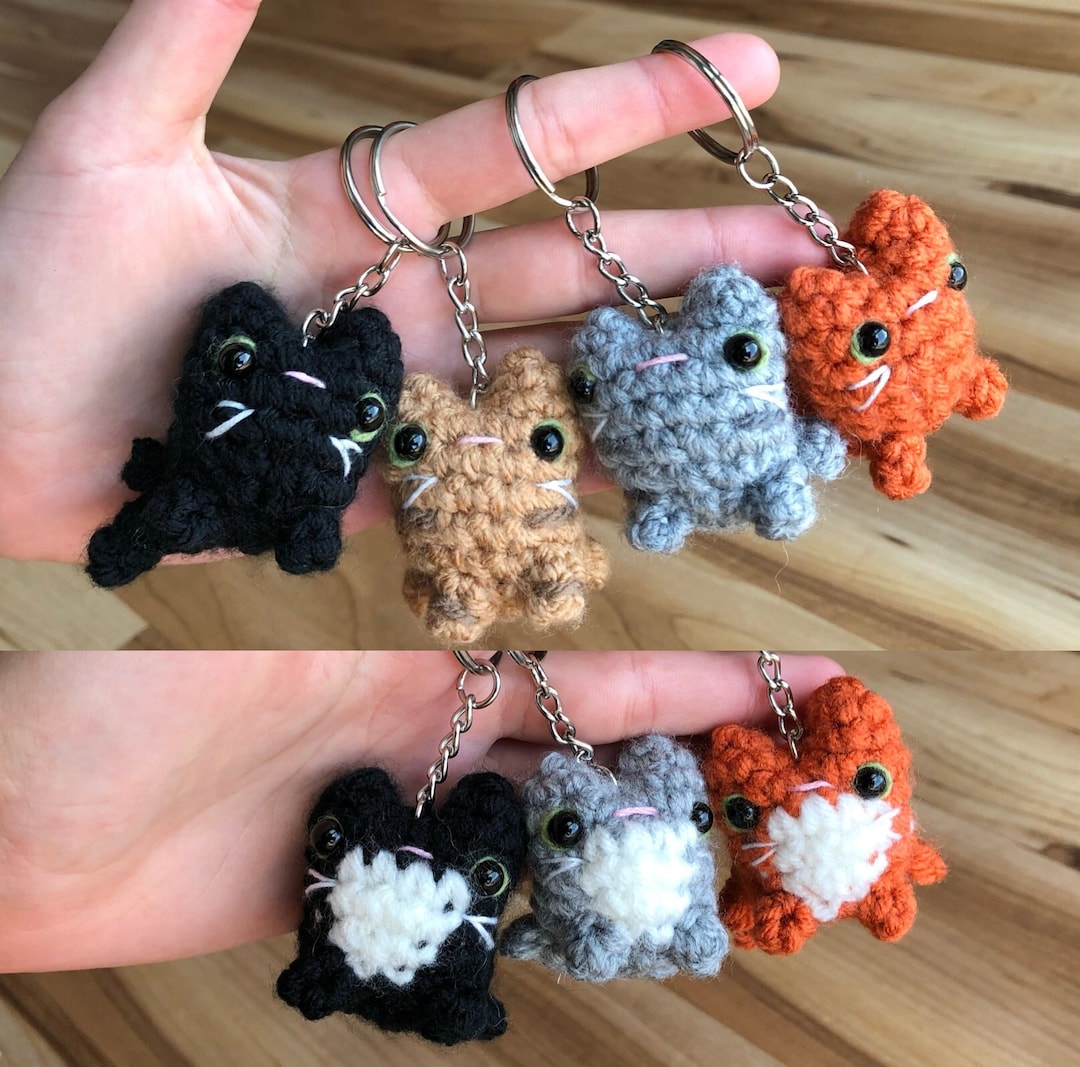 Crochet Cat Keychain Crochet Kitty Amigurumi Kitten Plush Etsy