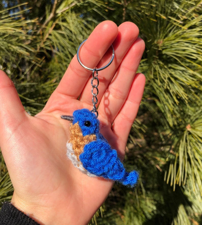 Tiny Birdies Crochet Bluebird Written Crochet Pattern Garden Birds Crochet Keychain INSTANT DOWNLOAD PDF Step-By-Step Pictures image 6