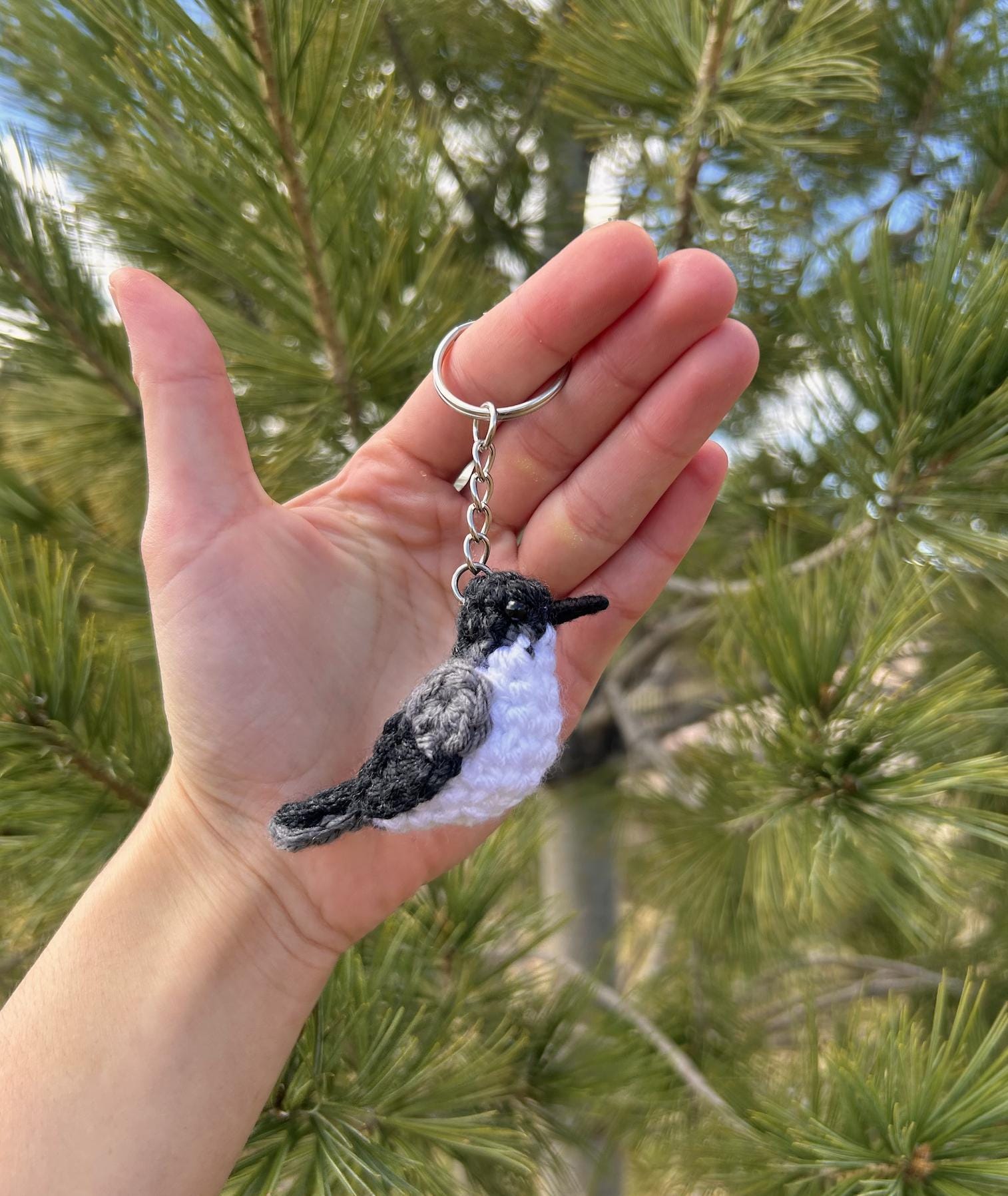Tiny Birdies Crochet Eastern Phoebe Keychain | Crochet Bird