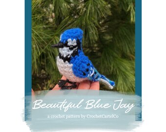 Beautiful Blue Jay Written Crochet Pattern | Realistic Bird Crochet Pattern | Bluejay | INSTANT DOWNLOAD PDF | Step-by-Step Pictures