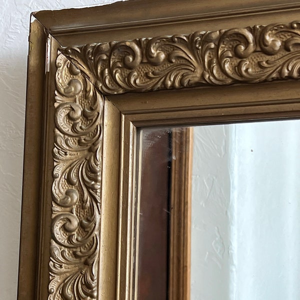 Vintage Gold Mirror - Beautiful Ornate Frame - Large - Shabby Chic Chippy Paint - Hollywood Regency - Cottage - French Country - Mid Century