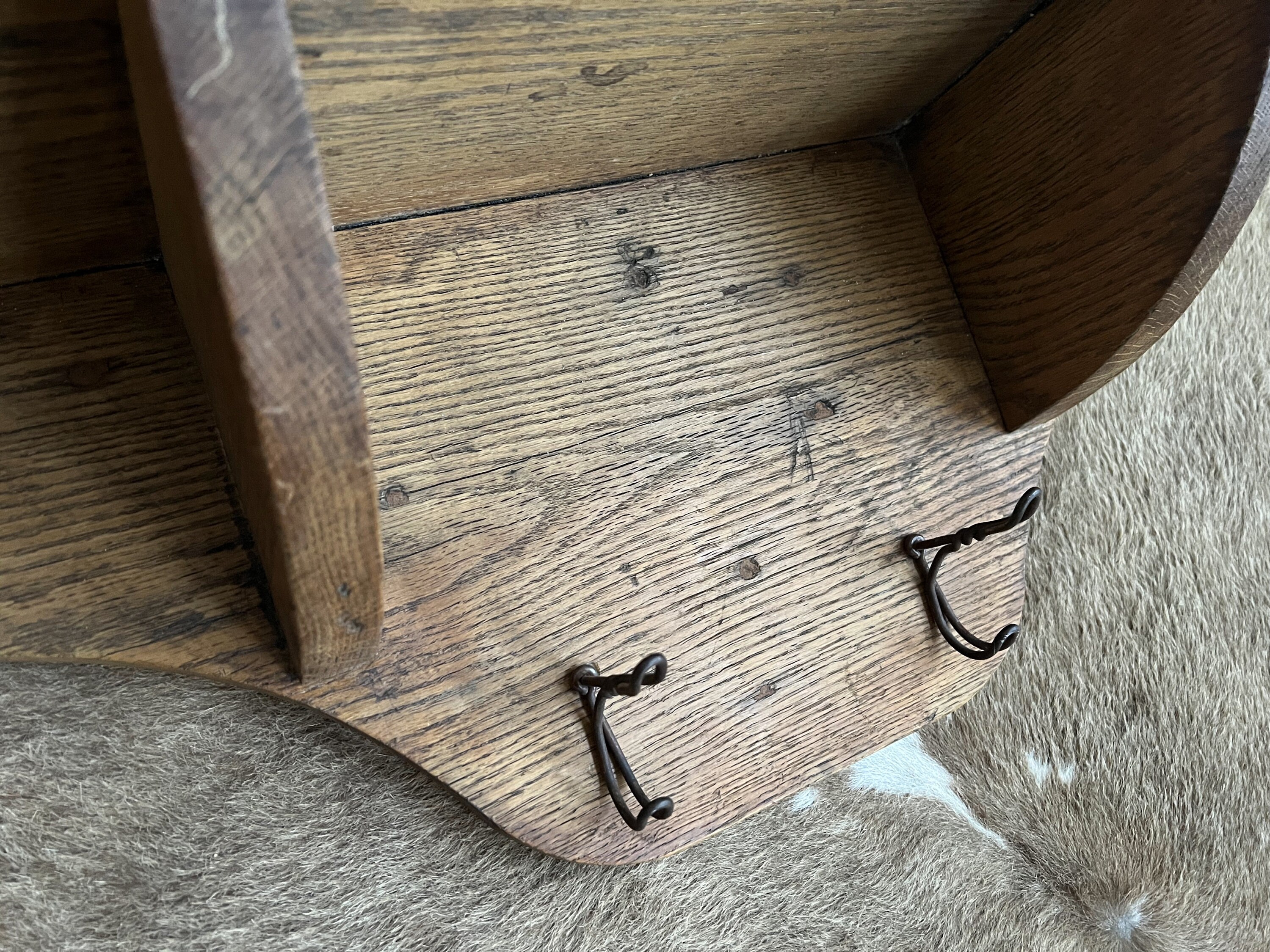 Vintage Oak Wall Shelf With Hooks Wall Mount Coat Rack Wood Etsy