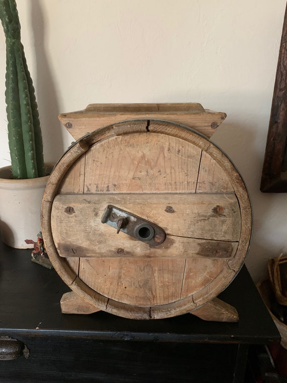 Antique Butter Churn Large Barrel Style Wood and Galvanized Etsy