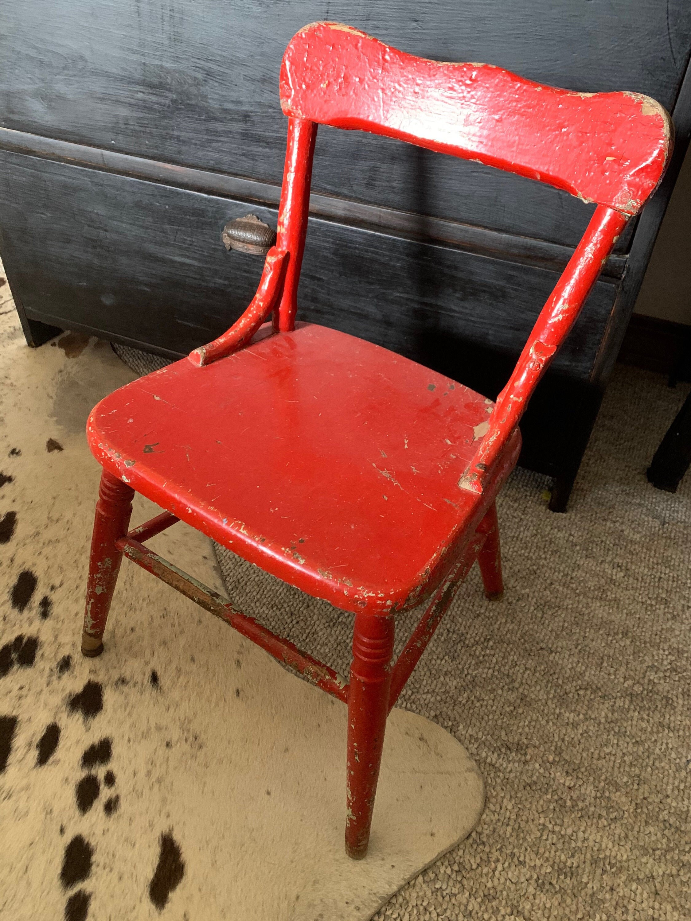 Antique Child's Chair Sweet Vintage Chippy Crackle Red Etsy