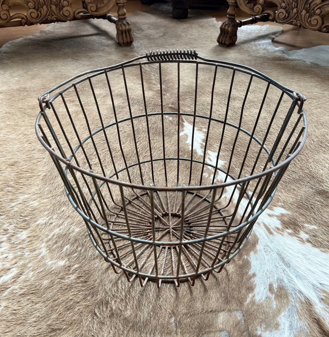 Vintage Wire Gathering Basket BIG Fruit Vegetable Etsy