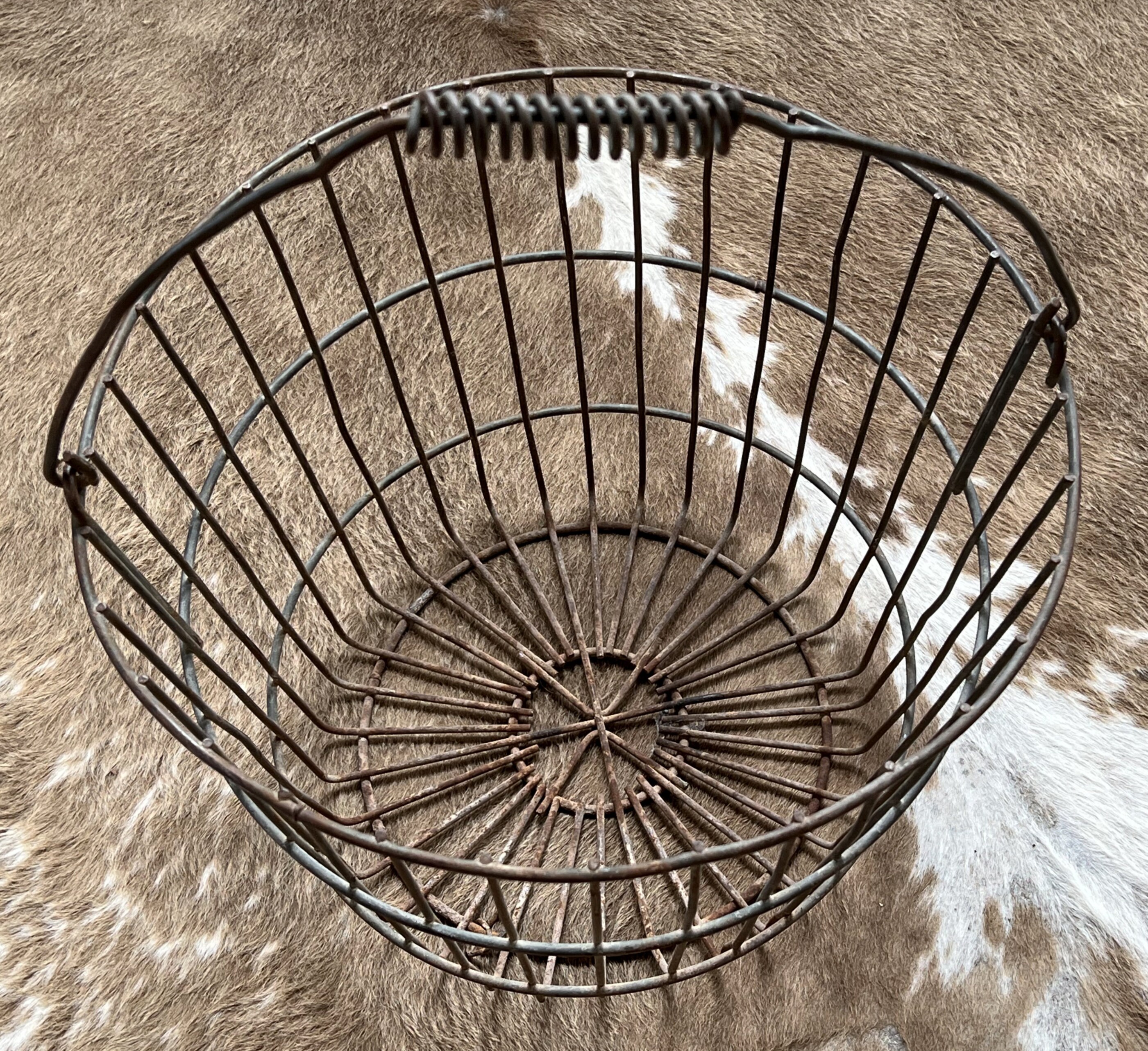 Vintage Wire Gathering Basket BIG Fruit Vegetable Etsy