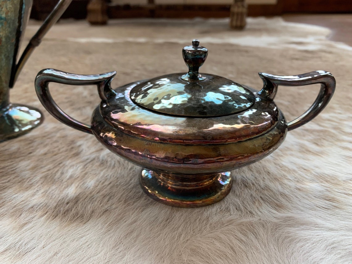 Art Deco Silverplate Tea Set DERBY 1673 Teapot Creamer Etsy