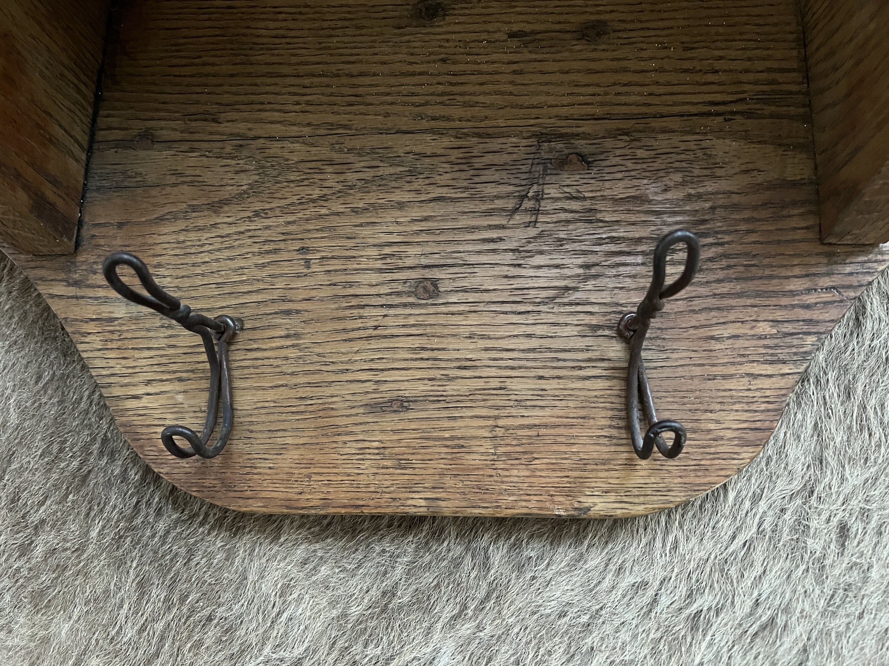 Vintage Oak Wall Shelf With Hooks Wall Mount Coat Rack Wood Etsy