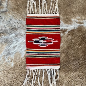 Vintage Mexican Saltillo Serape - Small Tourist Sampler - Wool Weaving - Vintage Southwestern - Vintage Western - Vintage Mexican - Lodge