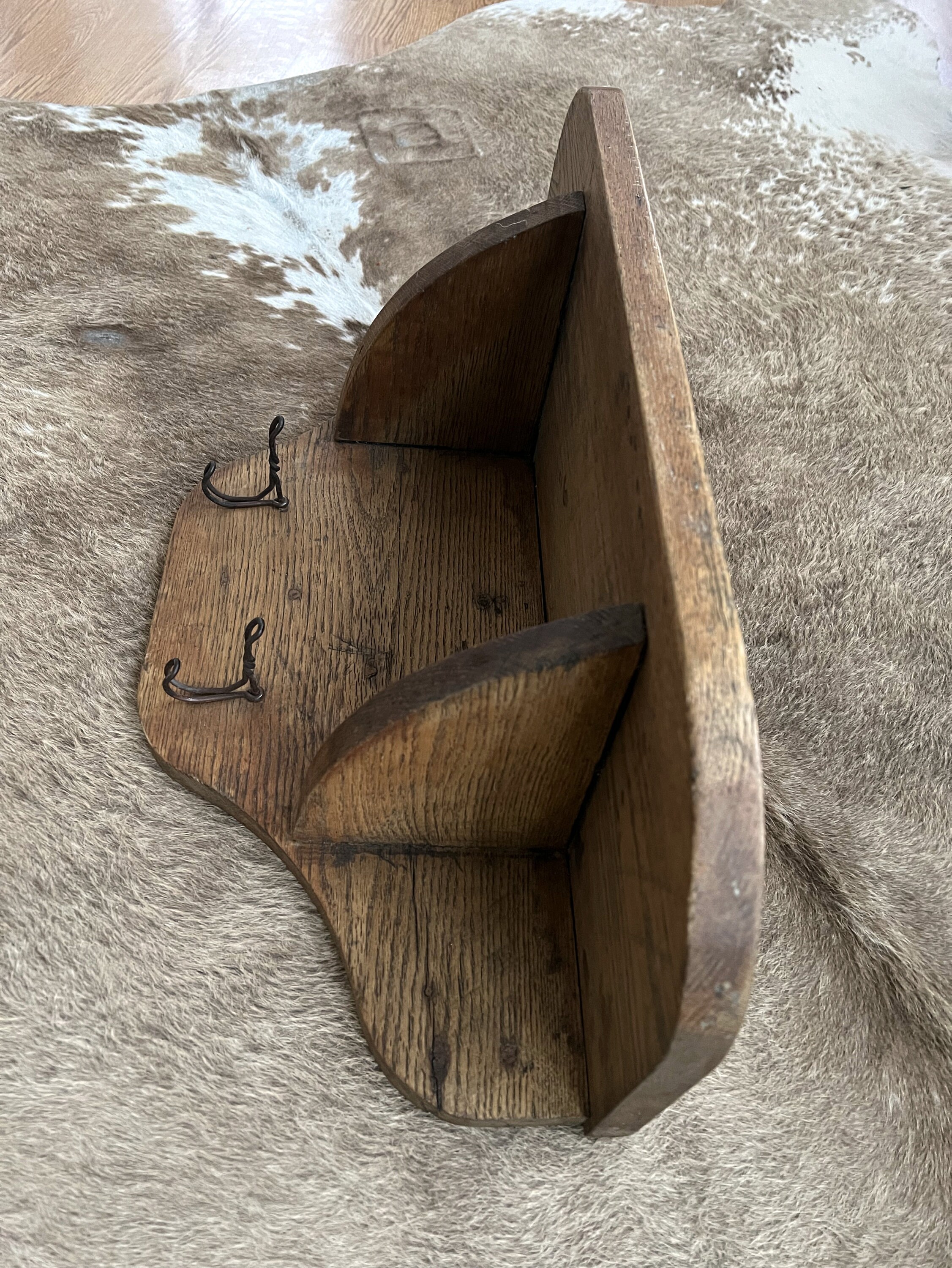 Vintage Oak Wall Shelf With Hooks Wall Mount Coat Rack Wood Etsy