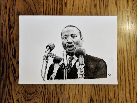 Original Ink Drawing Martin Luther King Jr. Speech Etsy