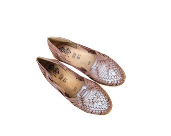 Huaraches de oro rosa para mujer, Sandalias Huaraches, Huaraches para mujer, Huaraches mexicanos, Zapatos hechos a mano, Sandalias de boda, Cuero, Sandalias Huarache Mujer