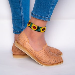 Sunflower Anklet, Ankle Bracelet, Flower Ankle Bracelet, Beaded Sunflower Anklet, Sunflower Jewlery