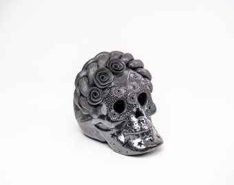 Frida Khalo,Frida Kahlo,Catrina Costume,Goth Decor, Gothic Skulls, Carved Skull, Skull Decor,Beautiful Pottery, Mexican Pottery,Frida Kalho