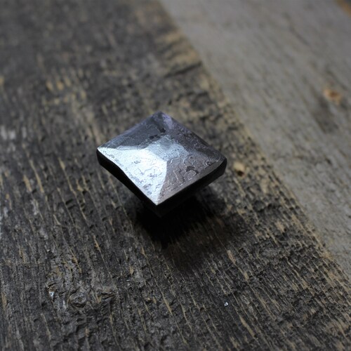 Hand Hammered Square Stem Drawer Handle Brushed Etsy