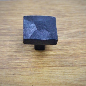 Square Hammered Knob - Hand Forged Rustic Cabinet and Drawer Knobs - 1 1/4" - Individual image 4
