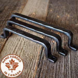 Rustic Hammered Hand Forged Barn Door Style Handle - 1/2" Wide Handle - Individual