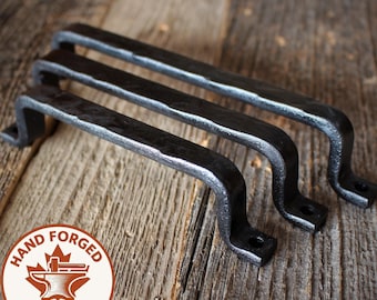 Rustic Hammered Hand Forged Barn Door Style Handle - 1/2" Wide Handle - Individual