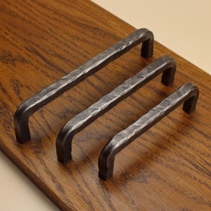 Hand Forged Hammered Square Threaded Handle - Brushed - Individual