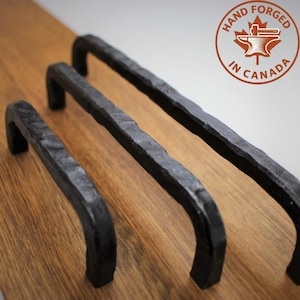 Hand Forged Hammered Square Threaded Handle - Blackened - Individual