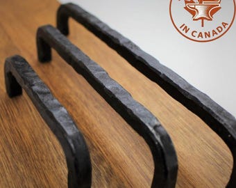 Hand Forged Hammered Square Threaded Handle - Blackened - Individual