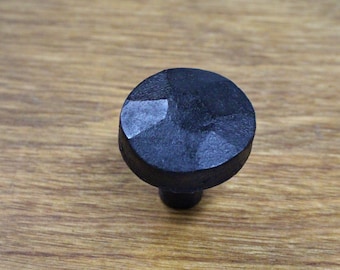 Round Hammered Knob - Hand Forged Rustic Cabinet and Drawer Knobs - 1 1/4&quot; wide - Individual
