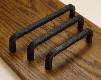 Hand Forged Hammered Square Threaded Handle - Blackened - Individual