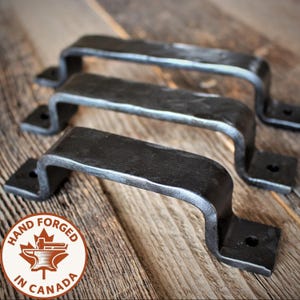 Rustic Hammered Hand Forged Barn Door Style Handle - 1" Wide Handle - Individual