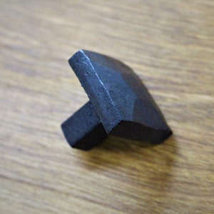 Square Hammered Knob - Hand Forged Rustic Cabinet and Drawer Knobs - 1 1/4" - Individual image 3