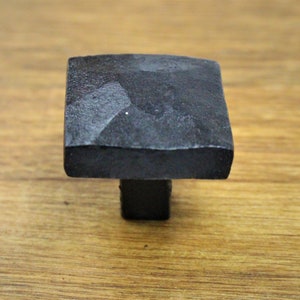 Square Hammered Knob - Hand Forged Rustic Cabinet and Drawer Knobs - 1 1/4" - Individual image 1