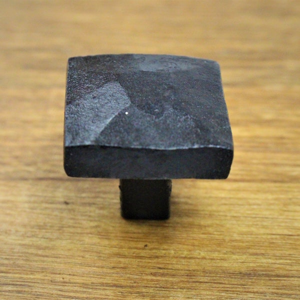 Square Hammered Knob - Hand Forged Rustic Cabinet and Drawer Knobs - 1 1/4" - Individual