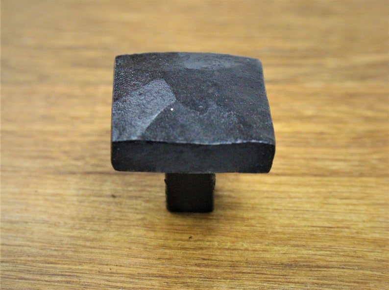 Square Hammered Knob - Hand Forged Rustic Cabinet and Drawer Knobs - 1 1/4" - Individual image 1