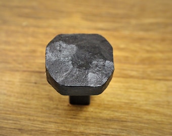 Octagon Hammered Knob - Hand Forged Rustic Cabinet and Drawer Knobs - 1 1/4&quot; wide - Individual