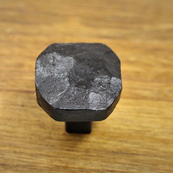 Octagon Hammered Knob - Hand Forged Rustic Cabinet and Drawer Knobs - 1 1/4" wide - Individual