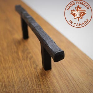 Hand Forged Hammered Square Stem Drawer Handle - Blackened - Individual