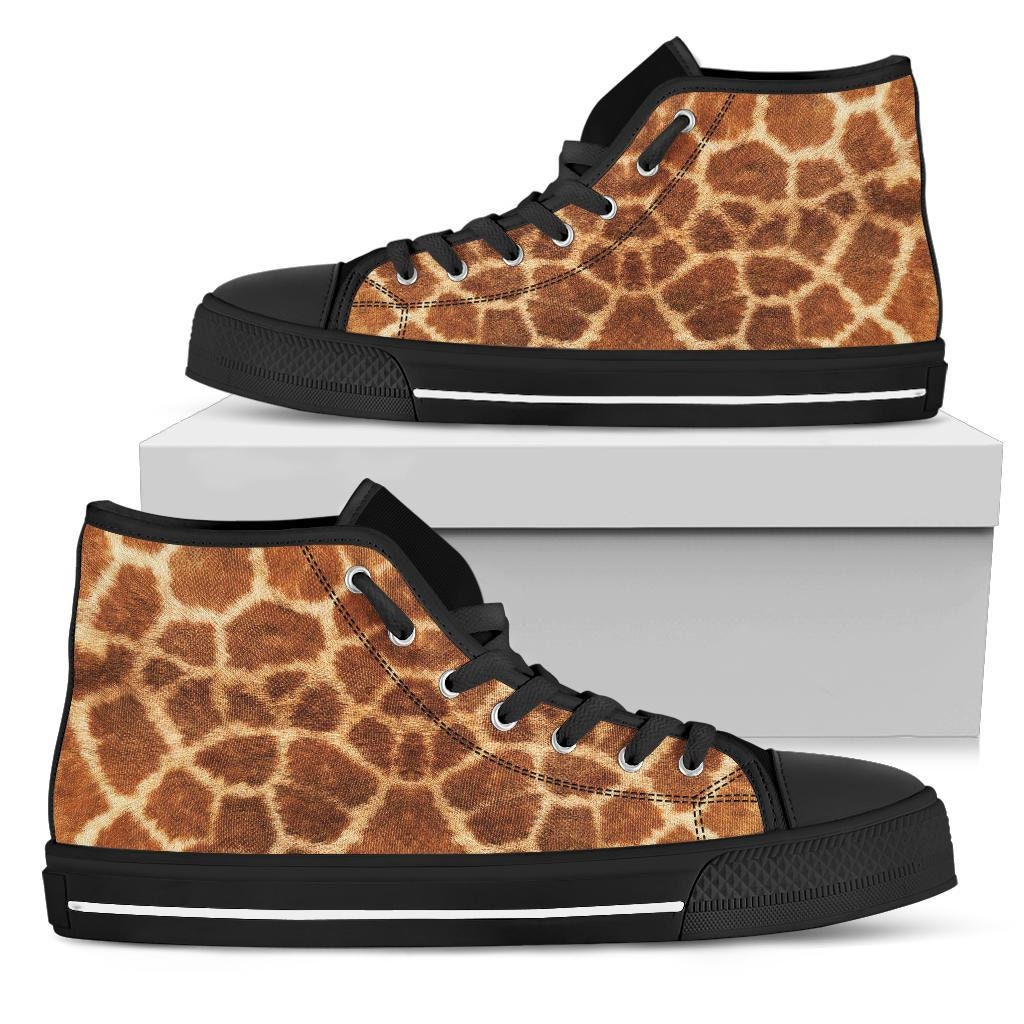Giraffe Fur Print High Top Canvas Shoes Black or White | Etsy