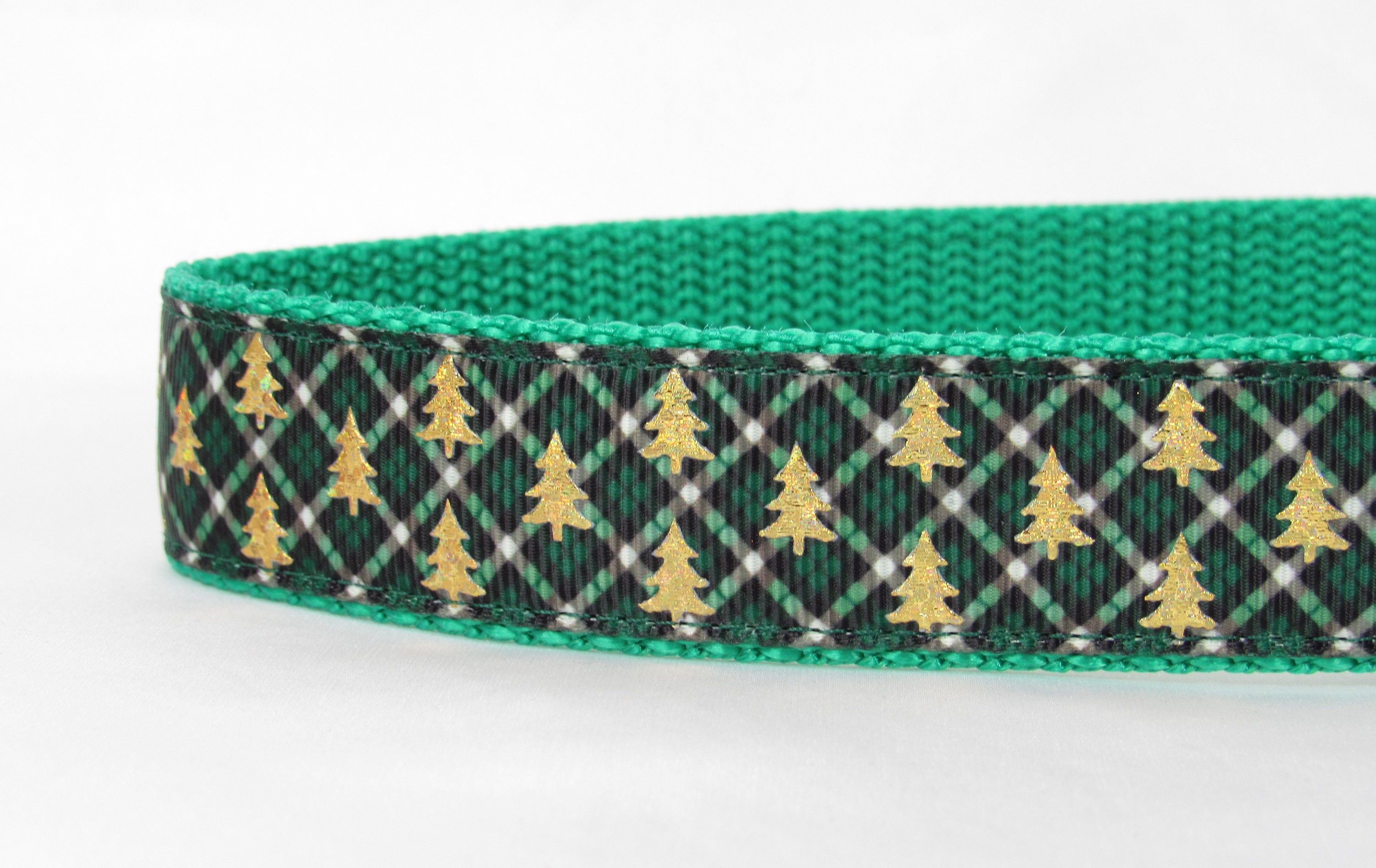 Gold Christmas Tree on Plaid Dog Collar Green Red and Gold Etsy