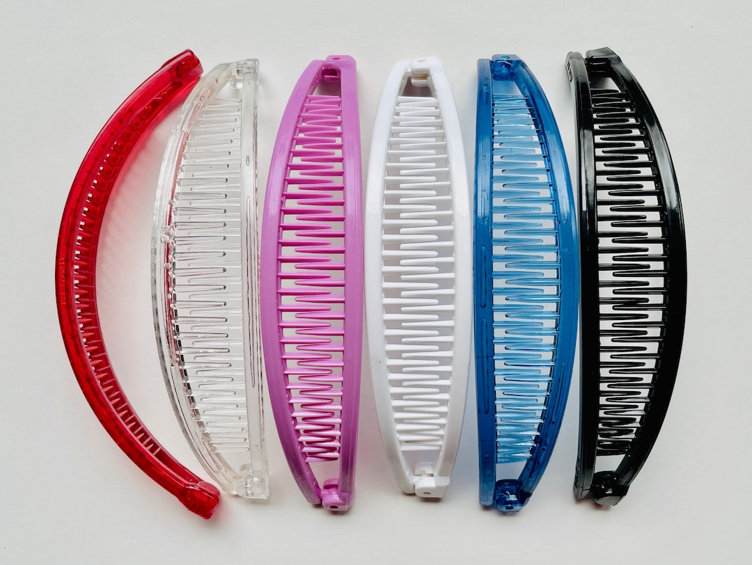 Banana Clips 7inch for Hair, ORIGINAL USA Made Pack of 6 Assorted Colors, Banana Comb Hair