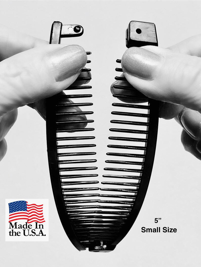USA made hair comb barrette 6-pack neutral colors clincher comb 80s90s retro hair clip SMALL size ponytail holder Banana clips 5